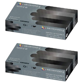 MEDIHAND 美恆 NBR手套 微粒止滑厚款 5.5克 100支, 黑色, L, 2盒