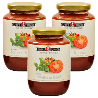 CHEF'S CHOICE 美味大師 義大利麵醬 蕃茄羅勒，新鮮原料，極緻美味，470g, 3罐