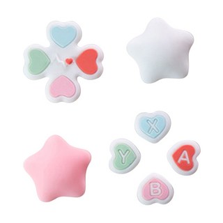 HOHOO Nintendo Switch OLED 星星造型搖桿帽 + 按鍵帽套組 愛心星星, 1套, 單一商品, 彩色