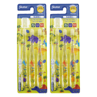 Skater 透明款兒童牙刷 3~5歲, 恐龍圖鑑, 3支, 2組