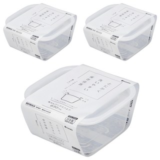 inomata 1842角型保鮮盒白630ml 冰箱收納保鮮盒 食物保鮮盒, 3個, 1組