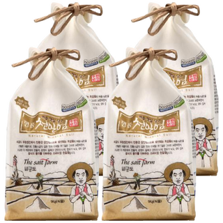 Juwon鹽田夏天陽光蘊含的名品粗鹽粗鹽, 1kg, 4個