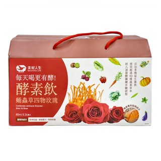 美好人生 蛹蟲草四物玫瑰酵素飲 Set 雙專利成分, 24包, 80ml, 1盒