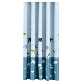 PAVRO 巴芙洛 穿桿式遮光拉簾門簾 打孔門簾, 150 x 200cm, 海豚樂園