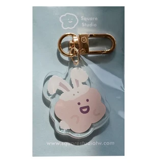 金屬壓克力掛飾, 兔崽子樂樂 粉色 + 白色, 1個