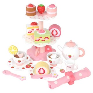 Mother garden 下午茶家家酒組 木材 26.5cm x 18.5cm x 19cm, 蛋糕點心組 多色, 1組
