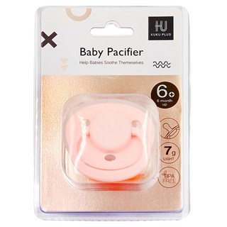 KU.KU Duckbill 酷咕鴨 KU-PLUS 下午茶安撫奶嘴 圓頭設計 仿母乳形狀 柔軟耐咬 不含雙酚A, 6個月以上, 蜜糖粉, 1個