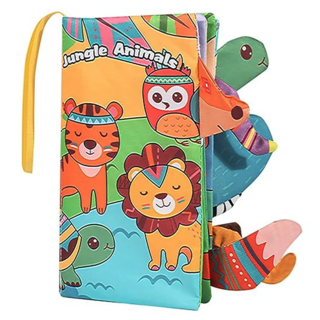 維京國際股份有限公司 尾巴布書 叢林動物 立體尾巴設計 鍛鍊寶寶觸覺感知 內含BB按壓發聲器和響紙 增添趣味 不掉色印染技術