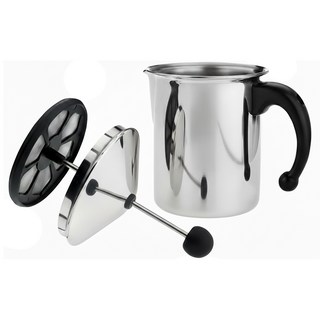 Pearl Horse 寶馬 鐵柄 單層大奶泡器 0.8L HKS007005, 1個, 銀色 + 黑色