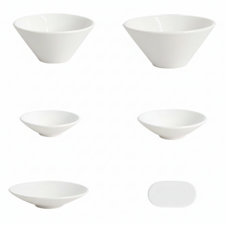 CCLIME 簡約綜合餐具6入組 陶瓷餐具, 奶油白色, 飯碗*1個+湯碗*1個+9cm小菜盤*1個+12cm小菜盤*1個+13cm小菜盤*1個+匙筷架*1個, 1組