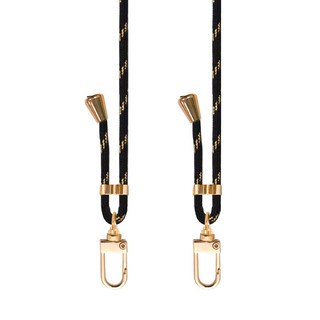 Timo 可調長度經典雙金釦棉繩手機掛繩 - 純色棉繩款，隨心搭配, 黑金色, 1條