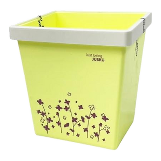 JUSKU 佳斯捷 小花草集收納桶 垃圾桶 2.5L 2個, 黃色