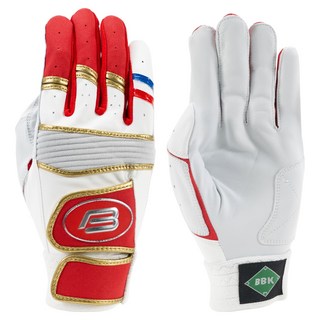 BBK 雙魔鬼氈打擊手套 雙手穿戴組 BG380, 白紅色, 1套