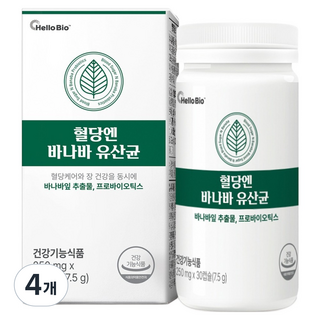 헬로바이오 혈당엔 바나바 유산균, 30정, 4개