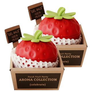 沐慕家居 水果造型室內香氛膏 PP材質 寬7-8cm 高8-12cm, 草莓香味, 160g, 2個