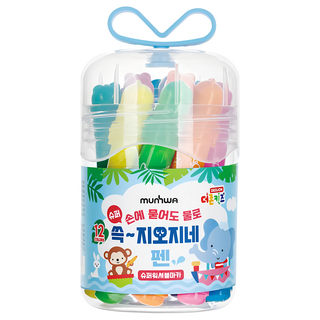 문화연필 더존키즈 쓱 지오지네 슈퍼워셔블 마카, 12색, 1세트