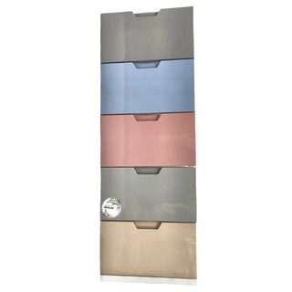 HOUSE 好室喵 舞動漸層收納五層櫃, 130L大容量, 五層抽屜, 塑膠收納櫃, 居家收納, 458mm, 5個, DWAM002