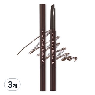 ETUDE 素描高手造型眉筆 0.25g, #01 Dark Brown, 3支