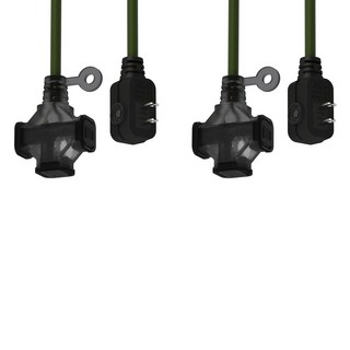 SUN JAKE 永旭電工 3插座耐熱動力軟線, 0.6m, 軍綠色, 2條