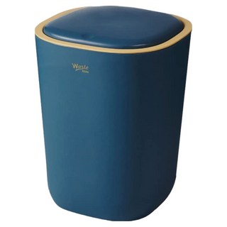 彈蓋壓圈垃圾桶, 輕壓彈蓋, 防水防異味, 輕易固定垃圾袋, 05.箭頭款藍色, 27.5 x 22cm