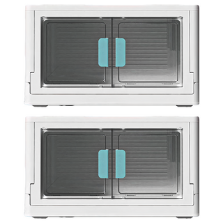 可摺疊大容量收納箱 對開雙門 藍色, 2個