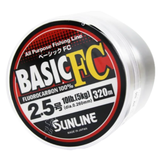 SUNLINE Basic FC 日本製 碳纖線 320m 釣魚線, #2.5/10LB 新版, 1個