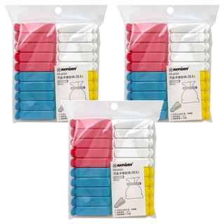 百貨King 巧口中密封夾 20入, 白色 + 紅色 + 藍色 + 黃色, 3組