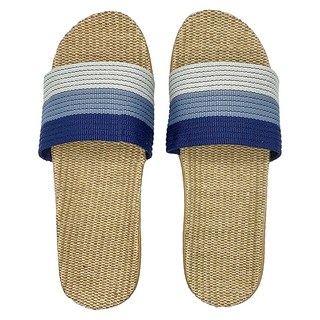 WUWU 森哲厚 青青條紋亞麻拖鞋, 藍色, 1雙