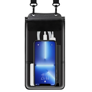 SUNORO 加大外送專用掛繩手機防水袋 大號, 黑色, 1個