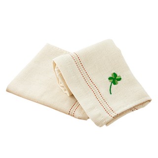 SHING LONG TEXTILE 台灣興隆毛巾 幸運草有機棉紗布手帕巾, 米白色, 2條