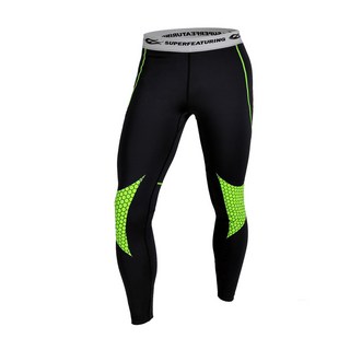 SUPERFEATURING 專業跑步三鐵 Hicolor運動壓縮緊身褲 - 亮綠色, XL