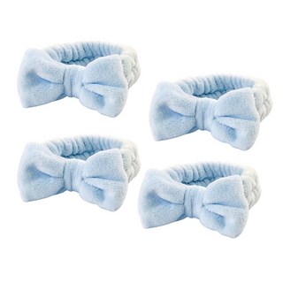 y038洗臉蝴蝶結髮帶, 藍色, 4個
