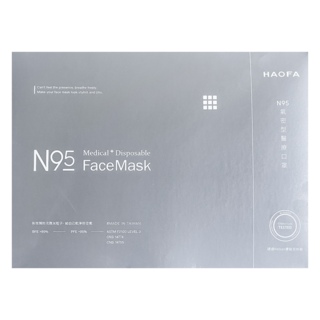 HAOFA 氣密型N95立體醫療口罩 M, 30片, 1組, 鋼琴黑