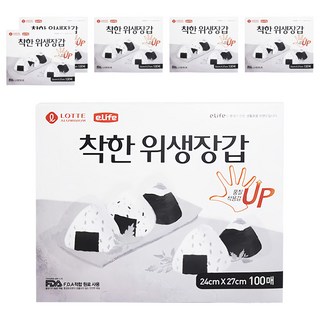 LOTTE 樂天 e.Life 衛生手套 24*27cm, 100入, 6盒