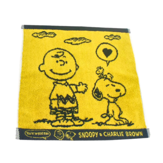 MORINO 摩力諾 SNOOPY撞色緹花大方巾 SN104, 愛心款 黃色 + 黑色, 1條