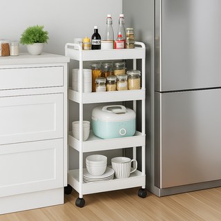 리네프 이동식 틈새 트롤리, 화이트, 4단