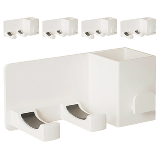 超級工廠 多功能吹風機架 白色 免打孔浴室收納架 壁掛式吹風機置物架, 5個