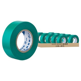 DEER BRAND 鹿頭牌 PCV電氣絕緣膠帶 IA83 1.9 x 100cm 綠色, 10捲