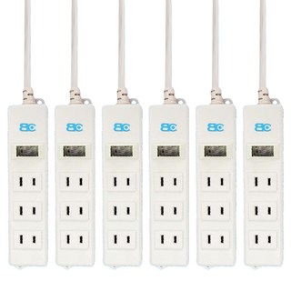 BC 博銓 新安規1開3插座2孔螺絲固定延長線 2.7m 安全認證 台灣製造, 白色, 6個