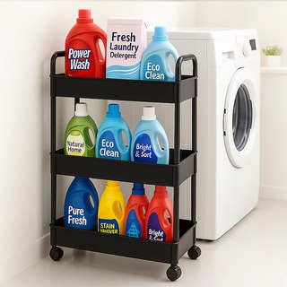 리네프 이동식 틈새 트롤리 3단, 블랙