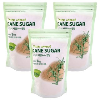 蔗糖 未精製 原糖 紅糖, 1kg, 3個