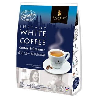 富家仔牌 RICHBOY 南洋風味白咖啡 二合一 咖啡和奶精, 30g, 15包, 1袋