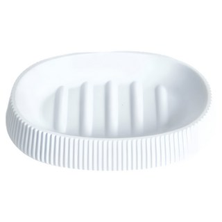 HOLA 和樂家居 暮金直紋肥皂盤 13.7 x 9.5 x 2.7cm 90g, 純白, 1個