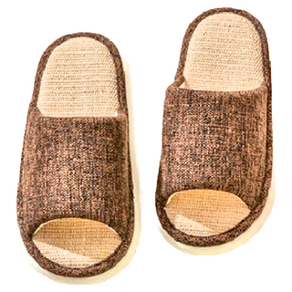 Axis 艾克思 透氣亞麻靜音防滑室內拖鞋 - 四季適用 厚底耐磨, 39~40, 咖啡色, 1雙