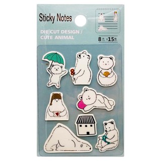 德德小品集 多款式 POP小白熊的生活標籤貼套裝 螢光透明PET材質 防潮不易撕破 可重複黏貼, 120張, 1組