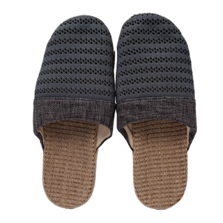 AXIS 艾克思 編織款亞麻透氣防滑包頭室內拖鞋 (男女款) EVA實心鞋底, 深灰色, 1雙