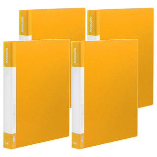 DaTaBanK 三田文具 A4 標準型 小3孔夾資料夾，32*26*2.5cm，聚丙烯(P.P)、鐵材質, 黃色, 4本