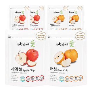 Naeiae 孩童水果凍乾組 蘋果口味 3入+水梨口味 3入, 1組