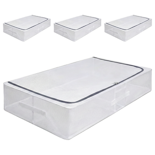 超大防水床底收納箱, 大號(80 x 47 x15cm), 透明, 4個