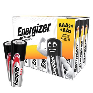 Energizer 勁量 鹼性電池家庭號 AAA 24入 + Max AA 2入, 26入, 1套